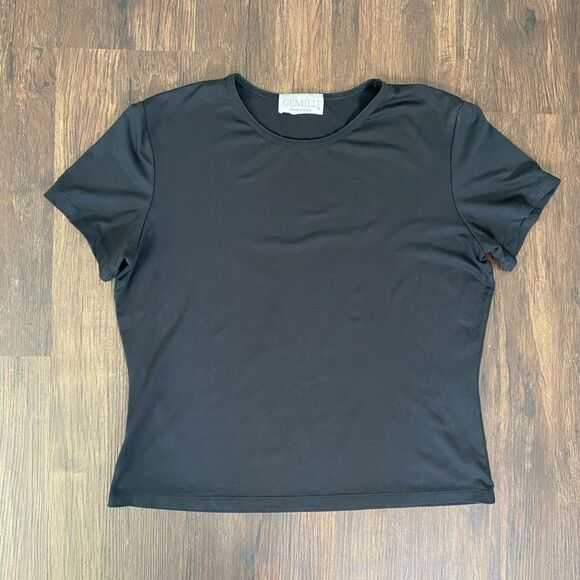 Basic Black Made in USA Vintage Stretchy T-Shirt / Tee L Large - Picture 2 of 5